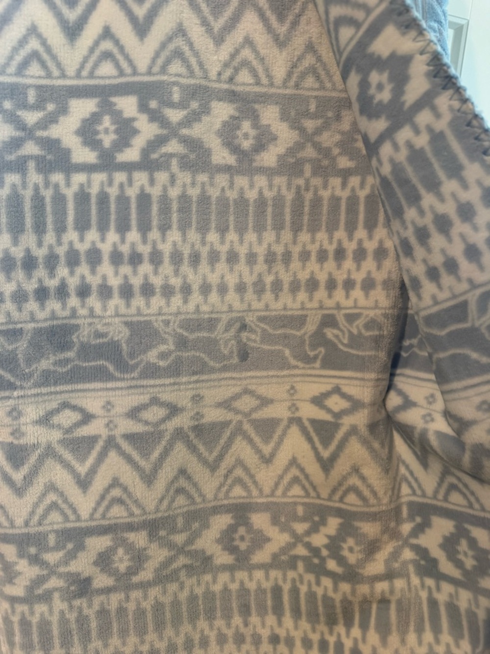 Wrangler Aztec + Cowboy boot Reversible Throw Blanket - Light Blue & White - NWT - Picture 5 of 5